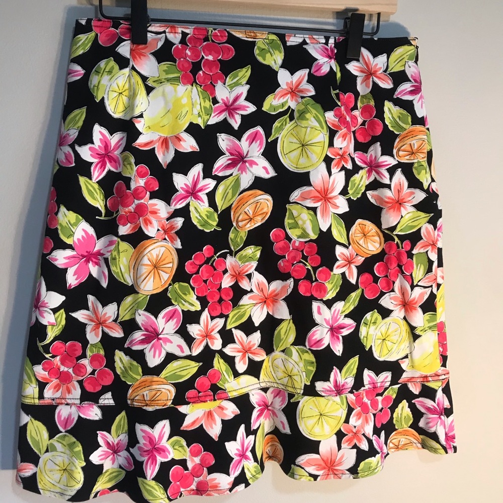 Summery fruit and floral pencil skirt